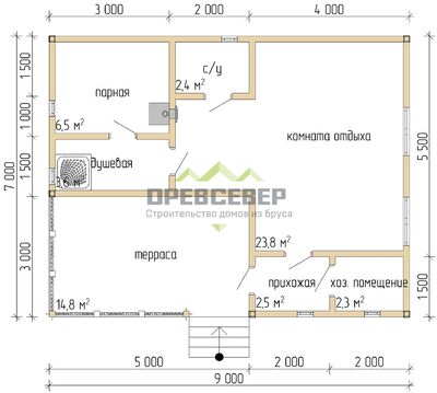 Проект бани 7x5