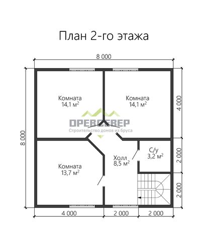 Проект дома из бруса 8х8 одноэтажный с отличной планировкой