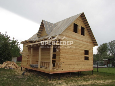 93. Строительство дома из обрезного бруса по проекту ДБ-27 в МО, Лотошинском районе, СНТ Кировчанка