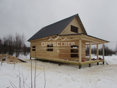 132. Строительство дома из профилированного бруса по проекту ДБ-42 в МО, Можайском районе, ДНП Лесная губерния