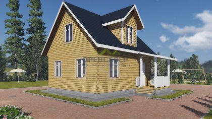 Дом из бруса 7х8 с кукушкой (ДБ-41)