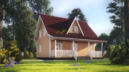 Дом из бруса 7 на 9 с террасой (ДБ-69)