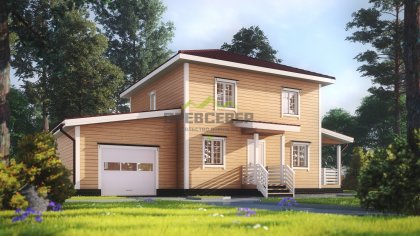 Дом из бруса 8х8 с гаражом (ДБ-73)