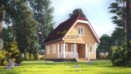 Дом из бруса 6х8 с террасой (ДБ-77)