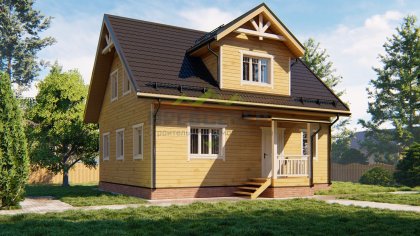 Дом из бруса с кукушкой 8х9 (ДБ-119)