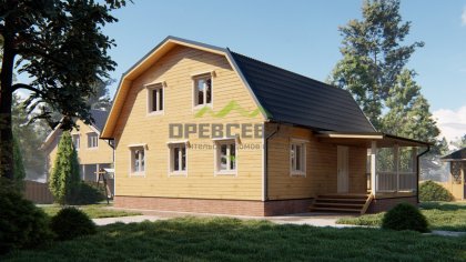 Дом из бруса 9 на 9 с мансардой (ДБ-141)