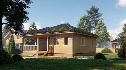 Одноэтажный дом из бруса 8.5х9 (ДБ-161)