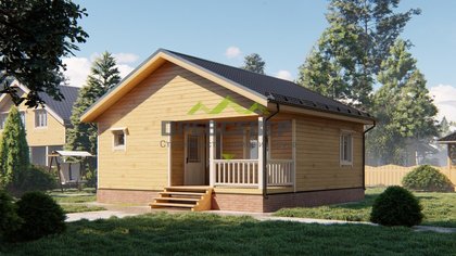 Одноэтажный дом из бруса 8х8