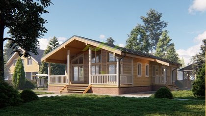 Красивый одноэтажный дом из бруса (ДБ-166)