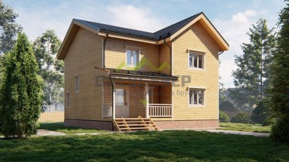 Двухэтажный дом из бруса с террасой 9х10 (ДБ-171)
